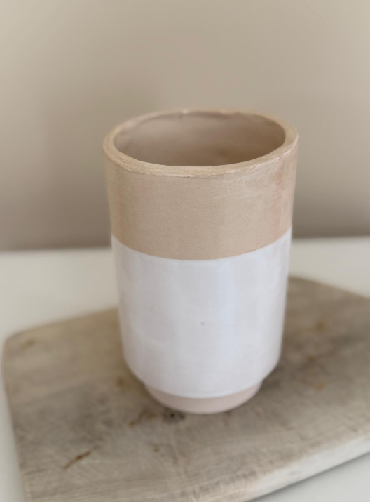 Le vase Petit Sud - bicouleur naturel/blanc
