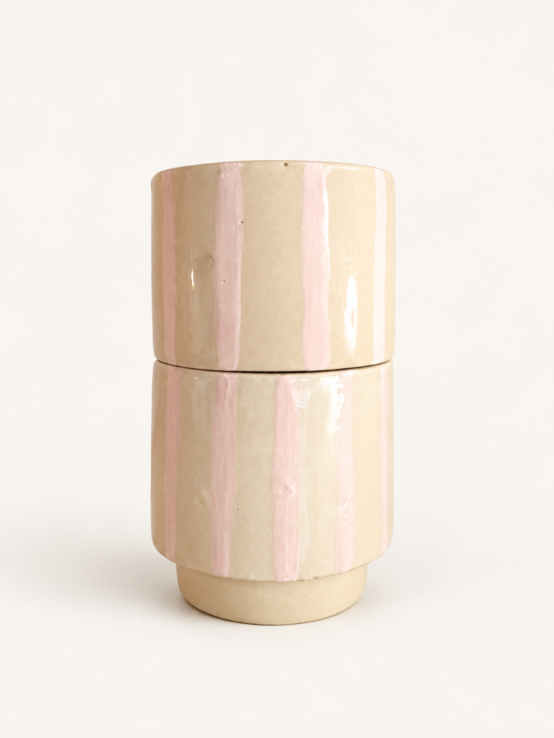 La tasse Petit Sud - rayée rose/brut