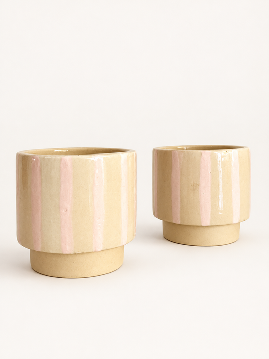 La tasse Petit Sud - rayée rose/brut