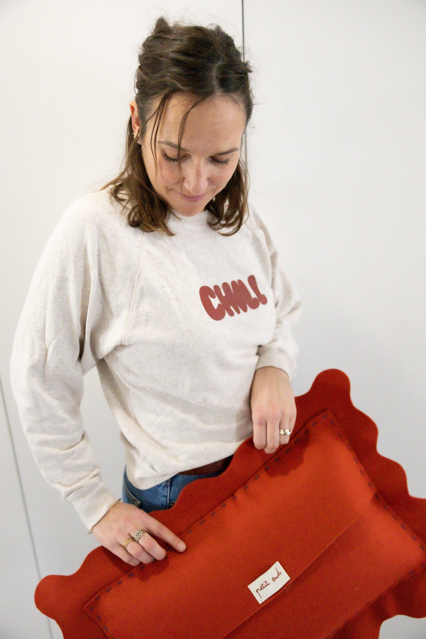 Sweat CHILL femme beige chiné